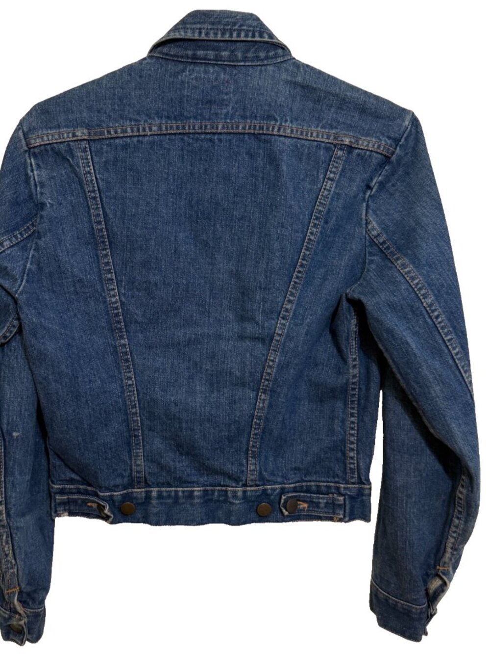 VINTAGE 70s WRANGLER BLUE DENIM JACKET MENS 36 S 36"x21" ROPE TAG MADE IN USA - Picture 4 of 16